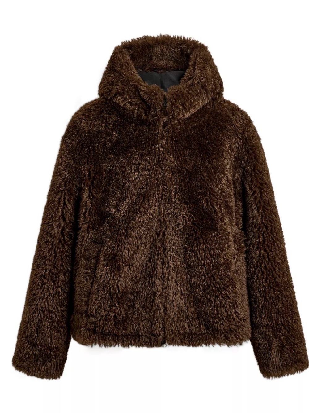 Plush Hooded Jacket - Brown